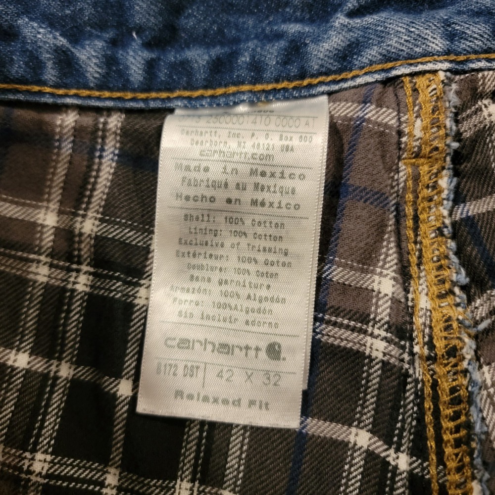 Carhartt Flannel Lined Jeans Men's 42 X 32 B21 DST Relaxed Fit Work Wear - Picture 8 of 8